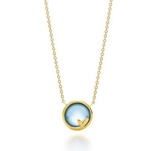 Tiffany & Co Olive Leaf Pendant 18k gold & blue topaz